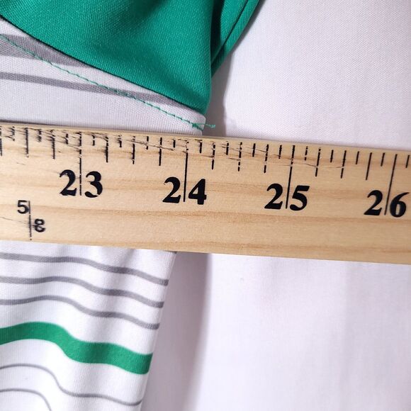Oakley Polo Shirt Mens XL Striped Green, White Hydrolix Performance - Picture 10 of 14